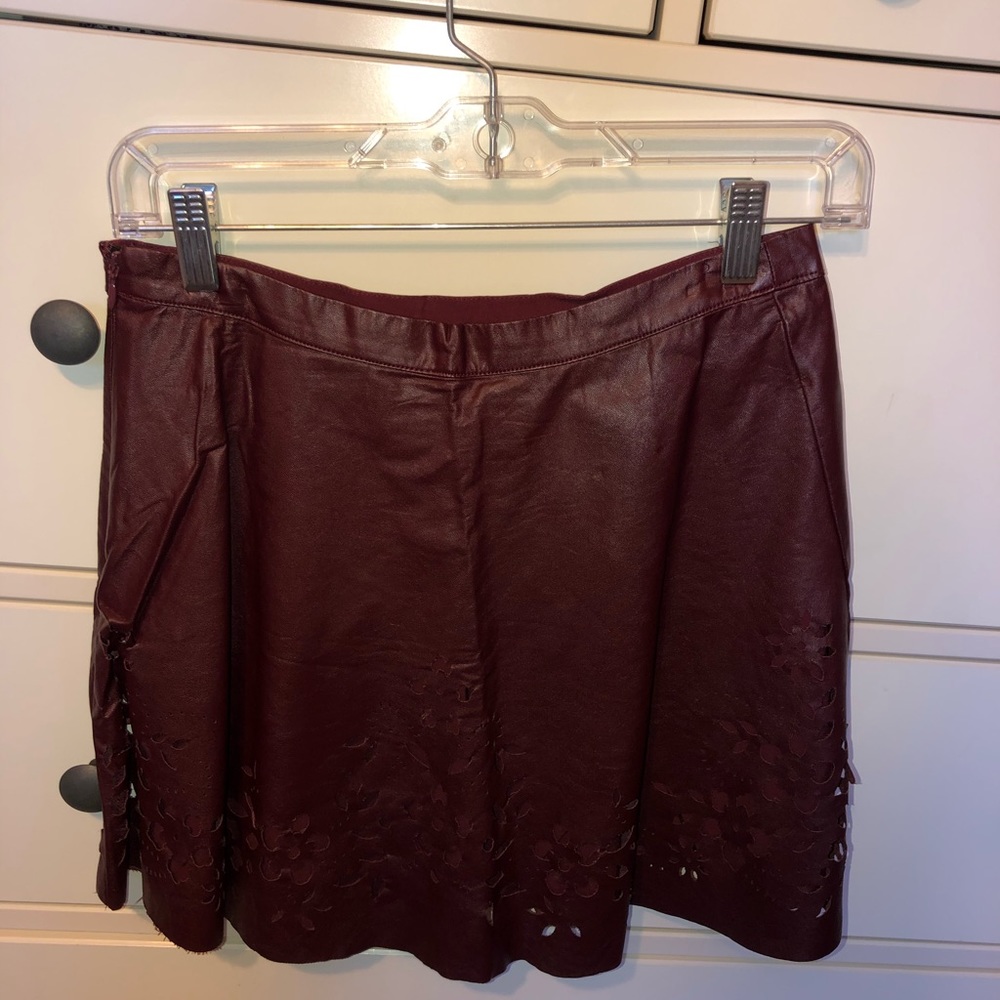 Burgundy faux leather skirt